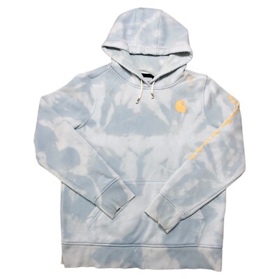 Carhartt Womens M Blue Relaxed Pullover Hoodie Sweatshirt Acid