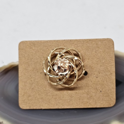 Orecchino singolo a vortice in oro giallo e rosa 14 carati 15 mm 1 g - Foto 7 di 12