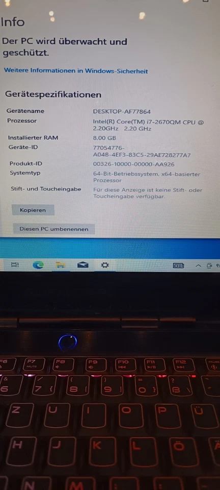 Alienware P18G M14X-1671 - Core i7 -256GB SSD - Gaming Laptop Notebook - Bild 3 von 4