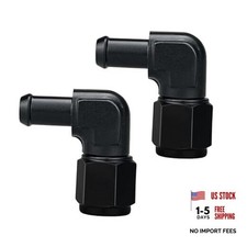 6AN Female to 3/8 Barb 90 Degree Hose Fitting Adapter Swivel Aluminum Black,