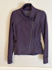 Lululemon Athletica Precision Jacket Womens 10 Purple Chain Link Knit Full Zip