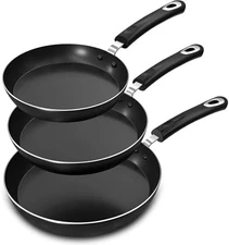 T-fal Specialty Nonstick Fry Pan Set 3 Piece, 8, 9.5, 11 Inch, 3-Piece, Black