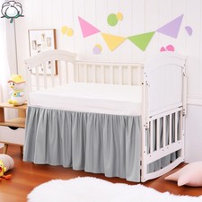 Crib Bed Skirt Dust Ruffle 100 Cotton - Natural, Soft, Breathable for Baby's...