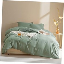 Twin Size Duvet Cover Set with Zipper Closure, Twin 68"x86" Sage Green