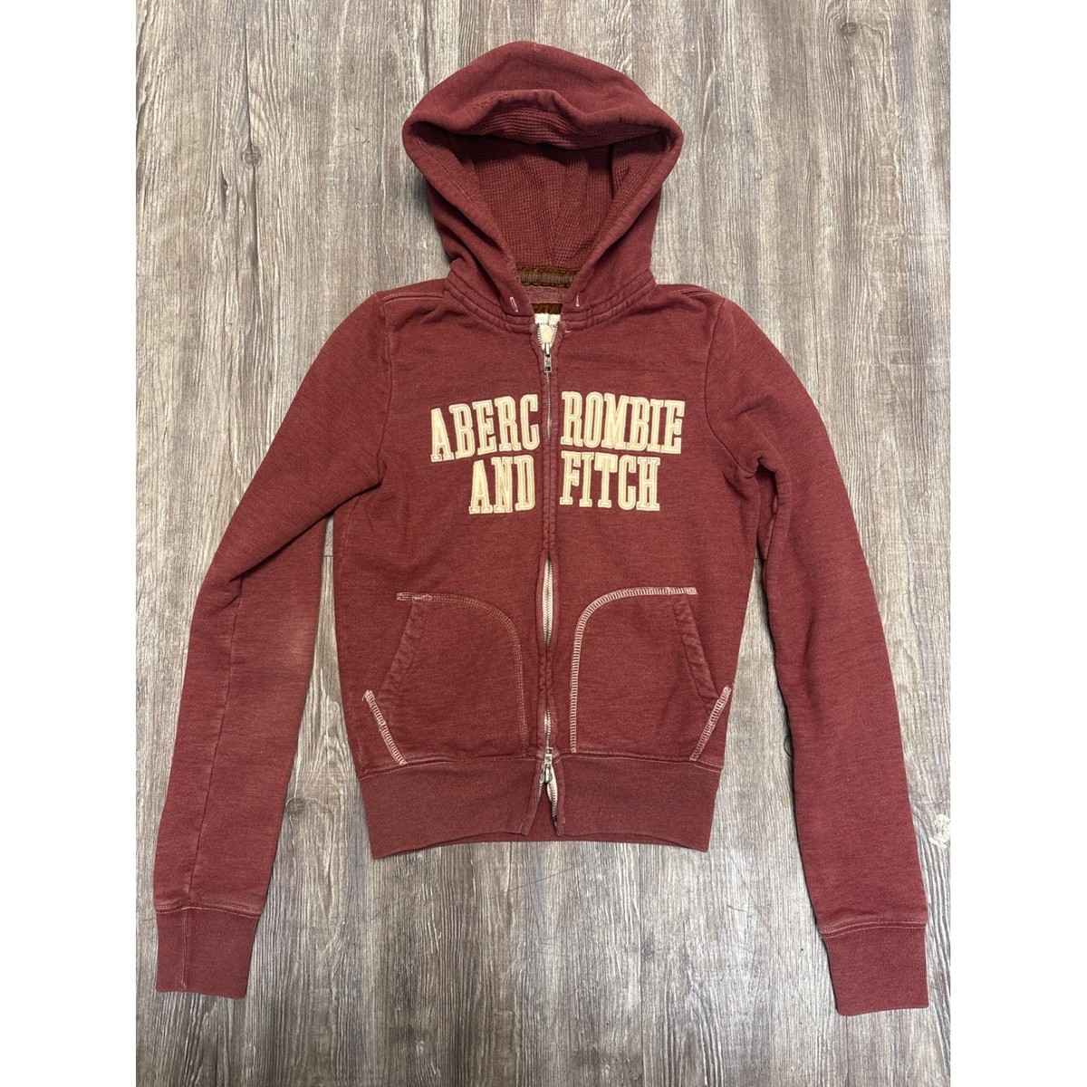 Vintage Y2K Abercrombie & Fitch Full Zip Hoodie Burgundy Women's