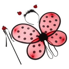 1 Juego Disfraz Ladybug Alas - Diadema y Varita Ladybug Niñas con Alas de Hada