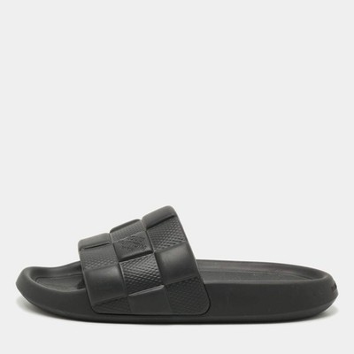 Louis Vuitton Waterfront Size 43 Black Damier Rubber Flat Slide | eBay