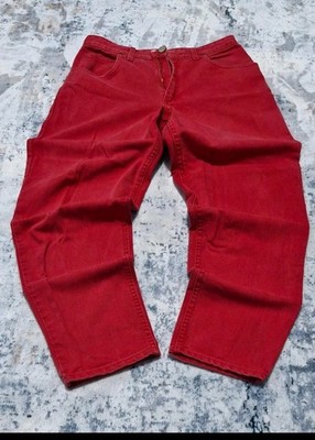 Vintage Lee Red Denim Jeans Straight Leg Y2K Streetwear Skater Pants
