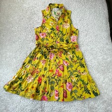 Anthropologie Cara Cara Hannah Mini Dress Floral Stems Yellow Womens Medium