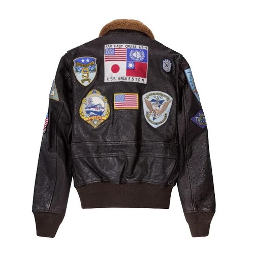 Chaqueta de bombardero de cuero real Pete Maverick Top Gun para hombre Tom... - Imagen 5 de 6