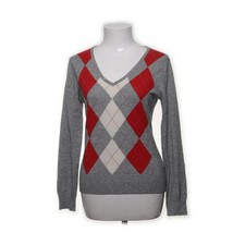 Sandra Pabst, Pullover, Größe: 36, Grau/Rot/Weiß, Kaschmir/Seide #wRR