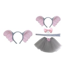 1/4 Elephant Costume Set Elephant Ear Headband Tail Bow Tie Tutu Skirt for Kids