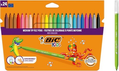 BIC Kids Kid Couleur Filzstifte Farbstifte verschiedene Farben Geldbörse mit 24