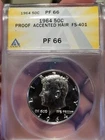 1964 Proof Kennedy Half Dollar 50c ANACS PR66 Accented Hair