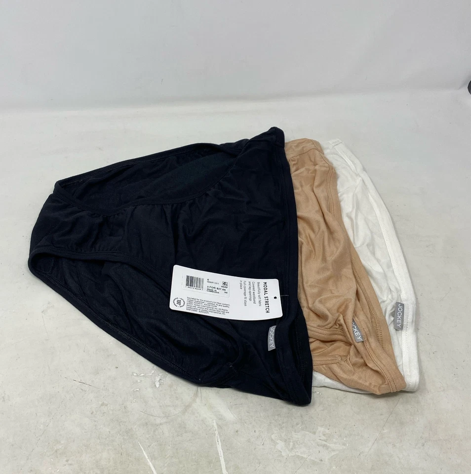 Paquete de 3 ropa interior supersuave de corte francés Jockey para mujer, negra/luz/marfil, talla 6 Foto 2 de 4