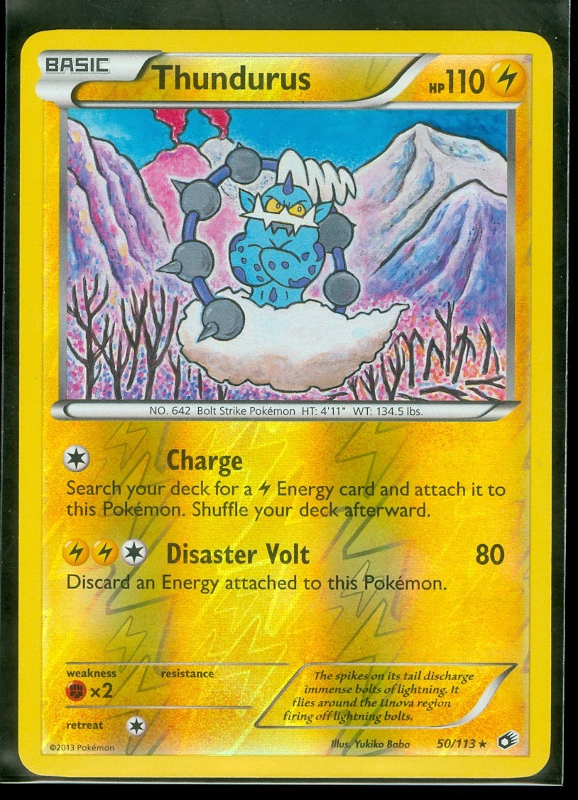 Pokemon THUNDURUS 50/113 Legendary Treasures - RARE Rev Holo - MINT