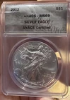 2012 S 1oz Silver Eagle .999 Fine Dollar Coin Bullion Graded by ANACS as MS69