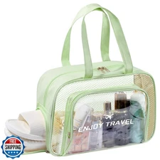 BuyCard Large Travel Clear Toiletry Bag with Shoes Compartment, Clear Makeup 