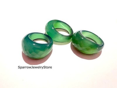 Grüner Achat Ring Grüner Stein Unisex Ringe Poliert Top Ring Handarbeit Steinring
