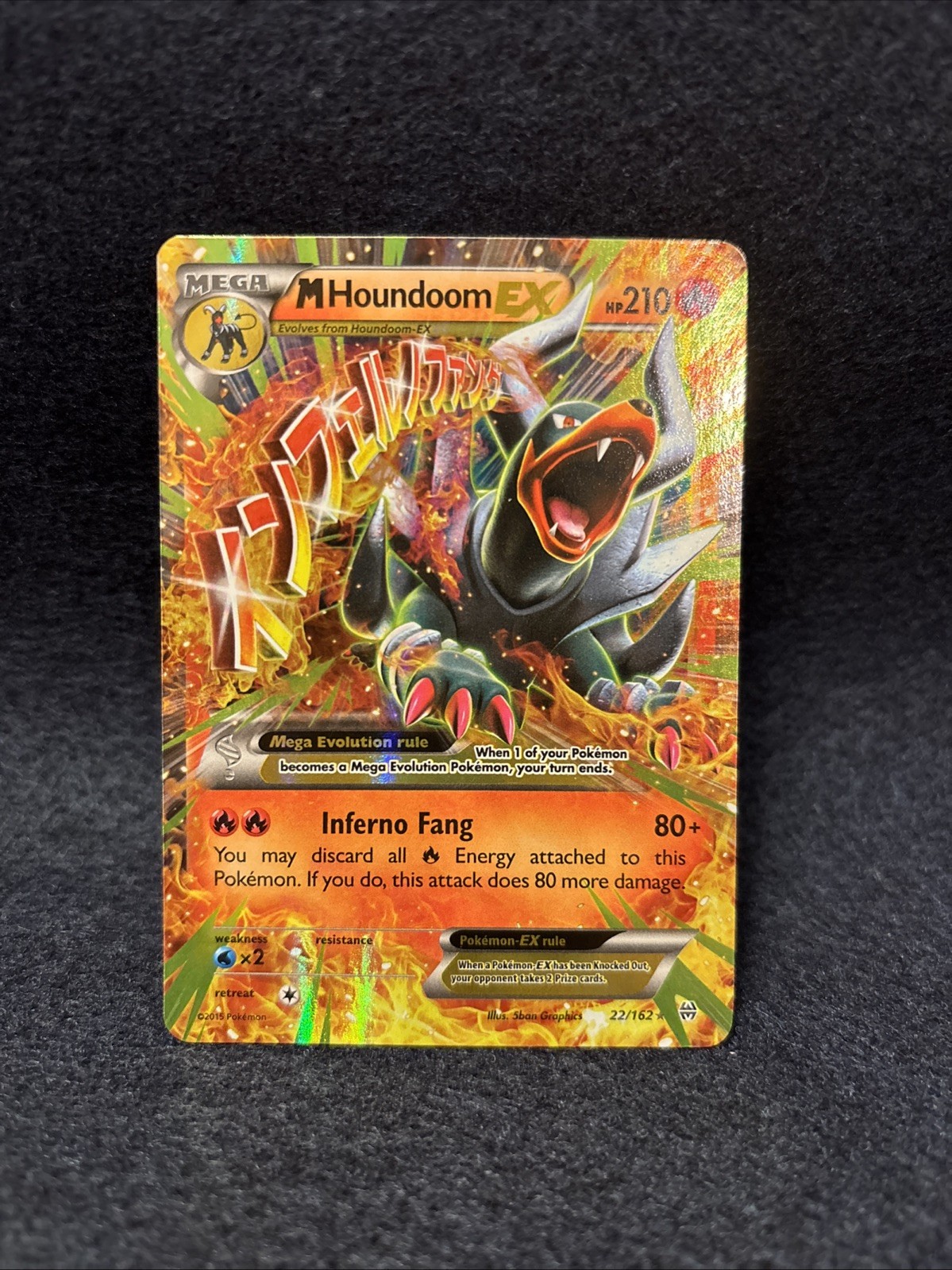 Pokémon TCG M Houndoom EX Ultra Rare Card 22/162 XY Breakthrough