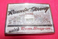 NICE Vintage Trucker Chrome Belt Buckle  Running Strong with Team Snap-On  Tools