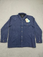 prAna Jacket Mens XL Blue Heather IncrediWool Overshirt Slim Fit Shacket Lined