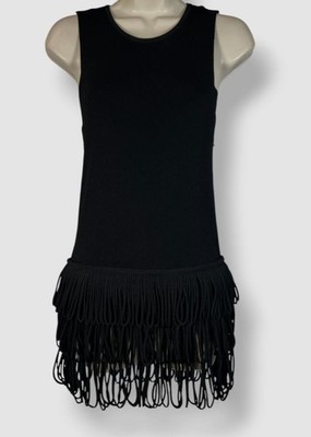 Simon Miller Women's Black Hartland Sleeveless Fringe-Hem Top Size S