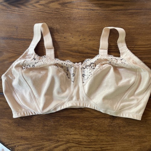 Delimira Unlined Wireless Beige Lace Bra Wide Straps Plus Size 44F