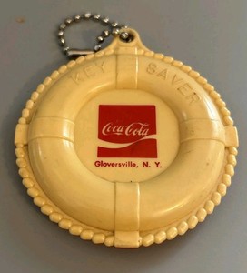 Coca-Cola Vintage Key Saver Keychain Gloversville, N.Y. Life Ring Made in USA