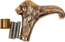 Vintage Style Solid Brass, Walking Stick Handle, Lion Head Designer Gift for Men