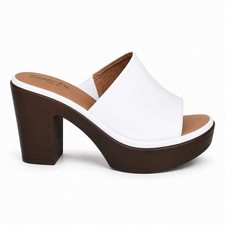 Leather Platform Mule Sandals Block Heel Cushioned 6 6.5 7 7.5 8 8.5 9 9.5 10