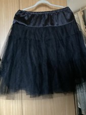 CHIC STAR BLACK LAYERED NET SKIRT OR PETTICOAT S M L 10 12 14 28”-40” W