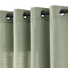 Light Sage Green Linen Curtains 108 Inch Length 2 Panels for Living Room Bedr...