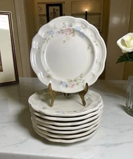 VTG Pfaltzgraff Tea Rose Dessert Or Bread Plates Scalloped Edge Set of 8