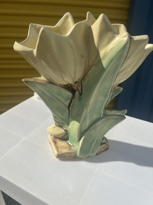 Vintage 1940's McCoy Double Tulip Vase Spring Showers Bring May Flowers Pottery