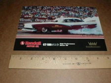 1956 Ford Crown Victoria Funny Car vtg Drag Racing postcard Handout Kendall Oil