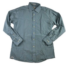 Peter Millar Green  Blue 100 Cotton Striped Long Sleeve Dress Shirt Mens 15.5R