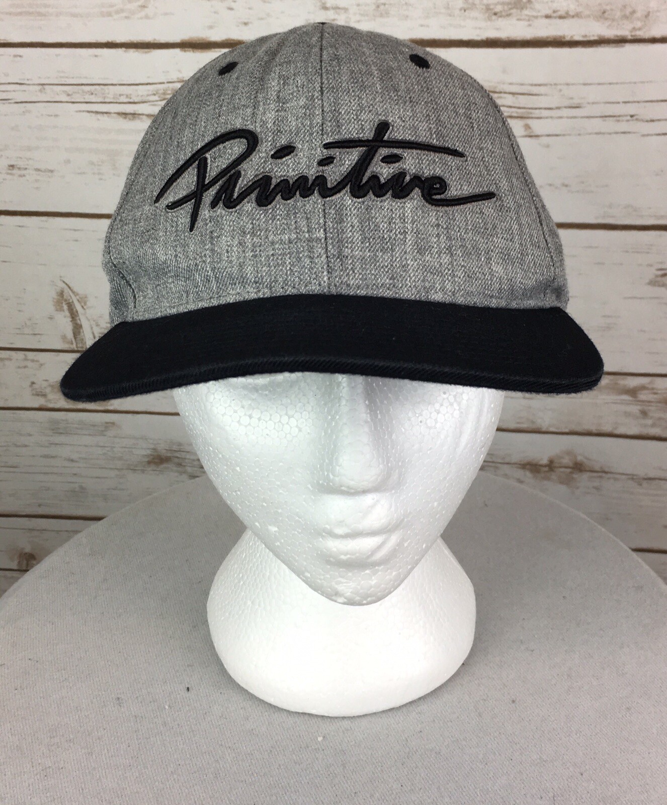 Primitive Nuevo Script Baseball Cap Gray Headwear… - image 1