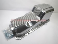 65-90 Bbc Big Block Chevy Polish Fin Aluminum 396 402 427 454 Oil Pan Stock Rod