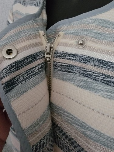 Chico's Womens Jacket Coat Size 2 L Large Blue White Gray Striped NEW - Picture 23 of 24