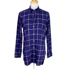 Frank & Eileen Grayson Long Sleeve Button Down Shirt in Blue & White Plaid Med.