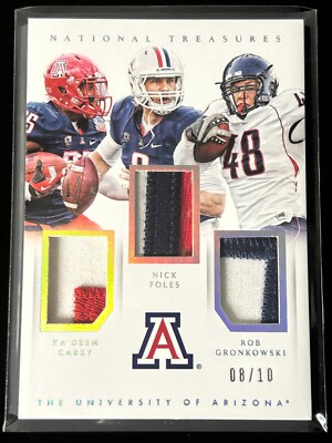 2015 National Treasures Collegiate Gronkowski Foles Carey Triple Patch GU /10