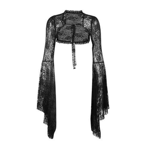Punk Shrugs Cardigan Streetwear Women s Long Sleeve Crop Blouses Shirt Top - Picture 10 of 11