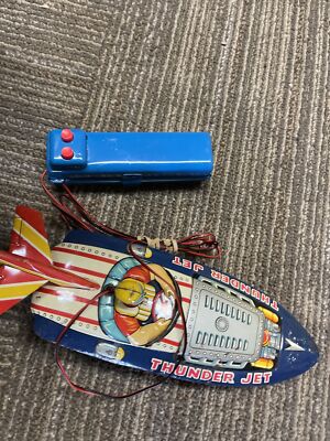 1950's THUNDER JET B-373 hydroplane racing speed Boat Japan tin litho