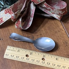 Vtg Metal Baby Spoon Loop Bent Curved Handle Stainless Steel 3.5" Toddler