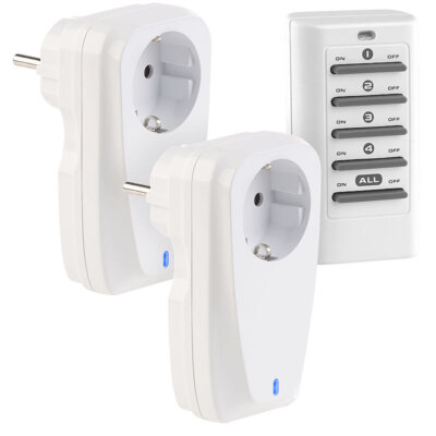 revolt 2er-Set Funksteckdosen mit Fernbedienung, bis 16 A, 3.680 Watt