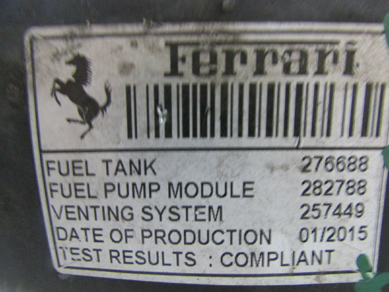 Ferrari 458 Italia, LH Left Coupe Fuel Tank, Used, P/N 257458
