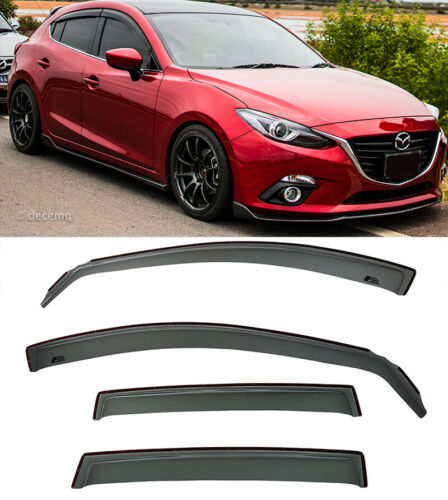 For 14-18 Mazda 3 Sport In-Channel style Side Window Visors Rain Guards JDM New - Bild 1 von 8