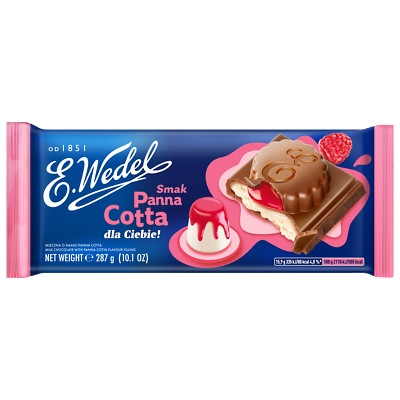    WEDEL HUGE MILK CHOCOLATE PANNA COTTA - 289G - RASPBERRY LIQUID FILLING   