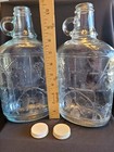Vintage Rare Embossed Half Gallon Little Amana Glass Wine Jug(2) With Lids — photo 2